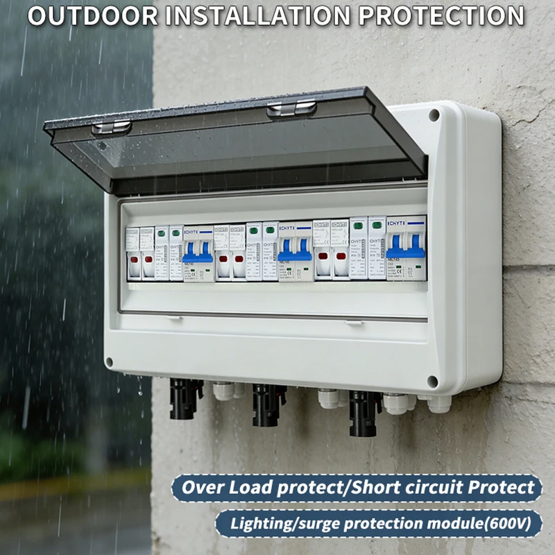 Caja de protección PV 3 líneas (3 entradas / 3 salidas) DC 600 V