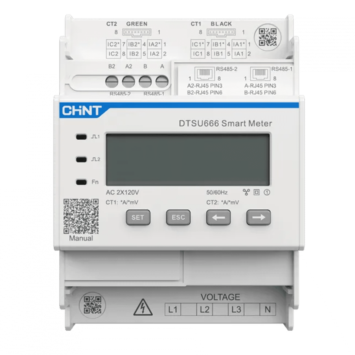 Growatt TPM-6CTA-C-100 Smart Meter trifásico (2×3 CT, 100 A)