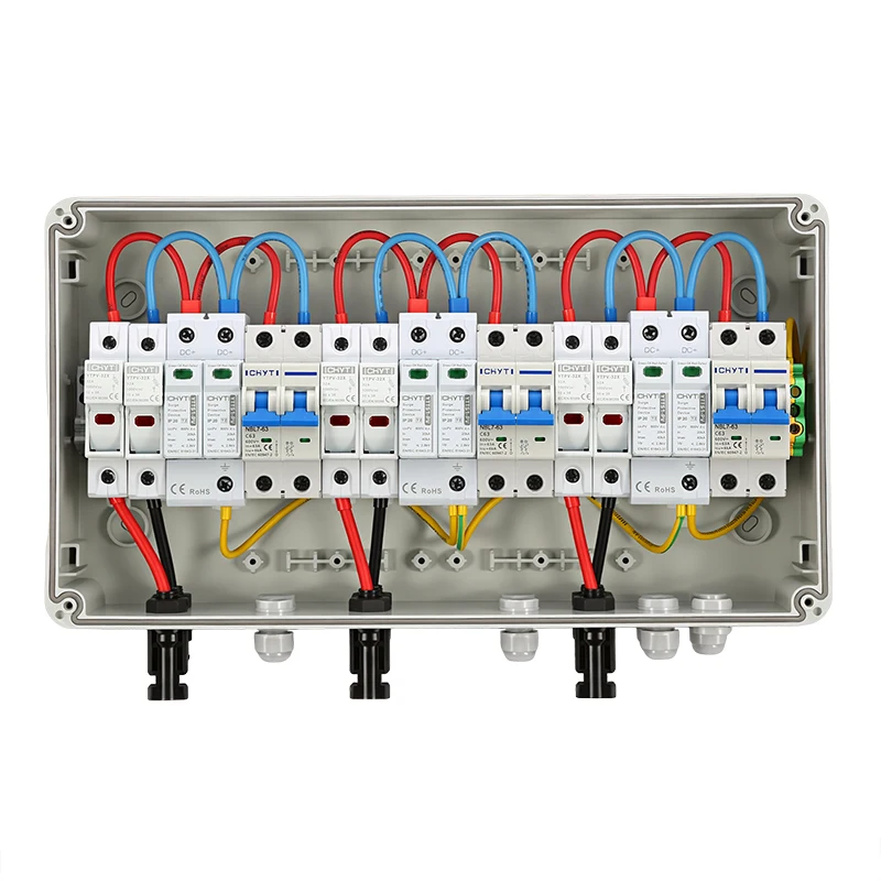 Caja de protección PV 3 líneas (3 entradas / 3 salidas) DC 600 V