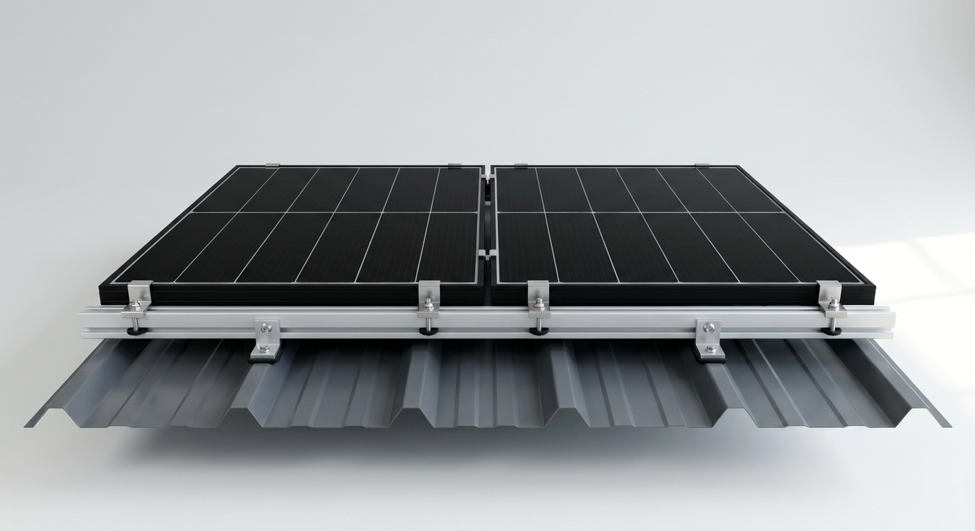 Kit estructura coplanar para tejado metálico — 4 paneles
