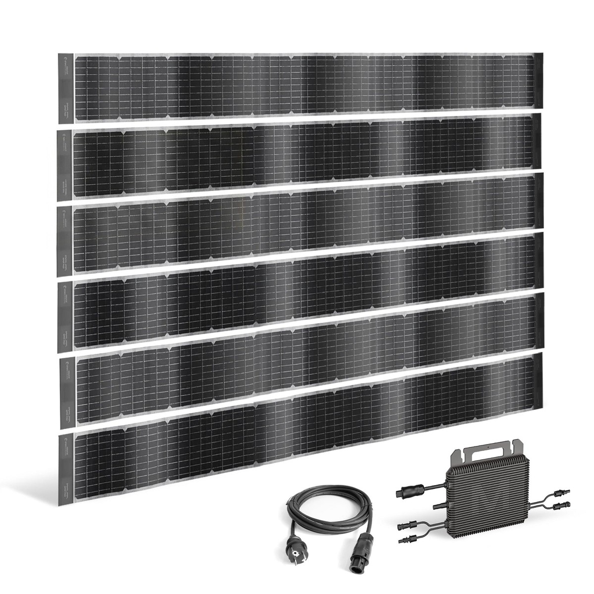 Panel solar flexible bifacial – kit enchufable con inversor | SUNBOOSTER VERTICAL+ 2 m – 1 valla